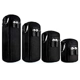 waka [4 Pack] Thick Protective Neoprene Camera Lens Pouch Set, Camera Lens Case Zipper DSLR Camera Lens (Canon, Nikon, Sony, Olympus, Panasonic)- Small, Medium, Large, Extra Large