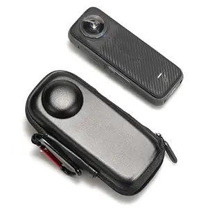 ELFOG Suitable for Insta360 X4 Mini Storage Case PU Bag Sport Camera Protector with Hook Action Canera Accessories (Bag ONLY)