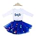 Baby Girls 1st Birthday Outfit Glitter One Romper Balls Skirt Crown Headband (Blue01, 9-12Months)