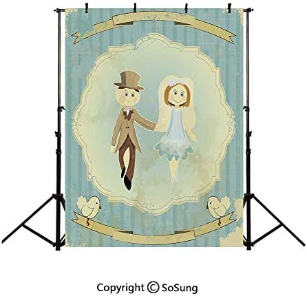 かわいい B07ysht2sf ビニール製ウェディングデコレーション背景幕 ビューティー アニメスタイル ホーム 妻 夫 赤ちゃんの写真ポートレート 面白いフクロウ 写真用 スタジオ小道具 誕生日パーティーバナー 花婿の背景 新生児 3 5フィート 写真用 花嫁