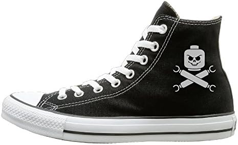 Hilo Canvas Shoes Lego Skull And Crossbones Hi-Top Unisex Canvas Sneaker- Season Lace Ups Shoes Casual Trainers Men And Women 36