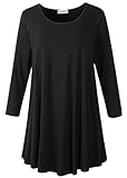LARACE Women 3/4 Sleeve Tunic Top Loose Fit Flare T-Shirt(M, Black)