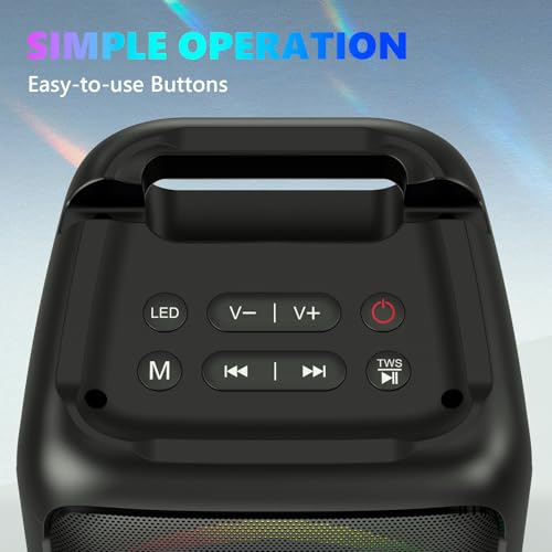 Karaoke Machine for Adults Kids, Portable Bluetooth Speaker with 2 Wireless Microphones, TWS Mode & LED Light, 10H Battery PA System Stage Monitors,Perfect for Home Party Outdoor Birthday Gifts(Black)