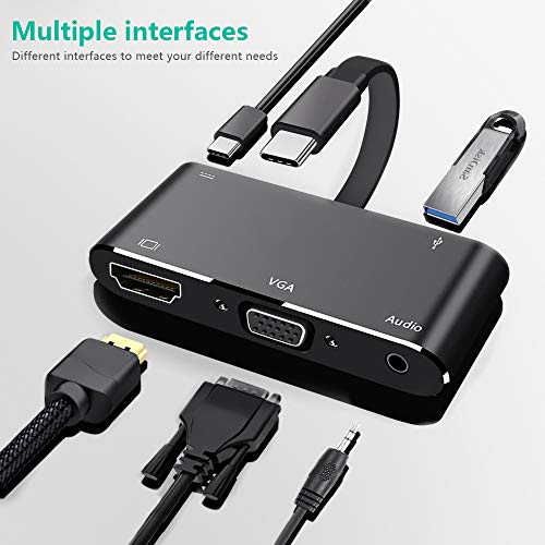INTSUN USB-C to 4K HDMI Hub Adapter, USB Type C to VGA with USB 3.0, Type C to Audio with USB-C Charging Port for Smartphone Computer Game Play USB-C Devices Output to Display & Audio - Thumbnail 5