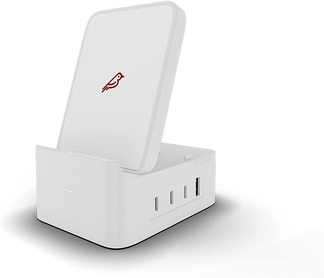 Fledging Spruce 5-in-1 Compact Desktop Charging Station with Qi-Wireless - White