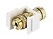 Monoprice 108434 Keystone Jack/Banana Jack with Black Ring - White - Screw Type, for Home Theater, Speaker Wire and More