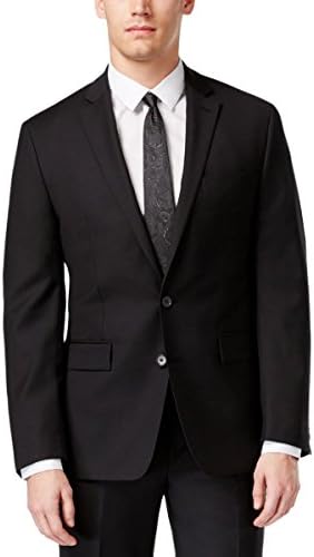 Ryan Seacrest Mens Wool Notch Lapel Two-Button Blazer Black 46L