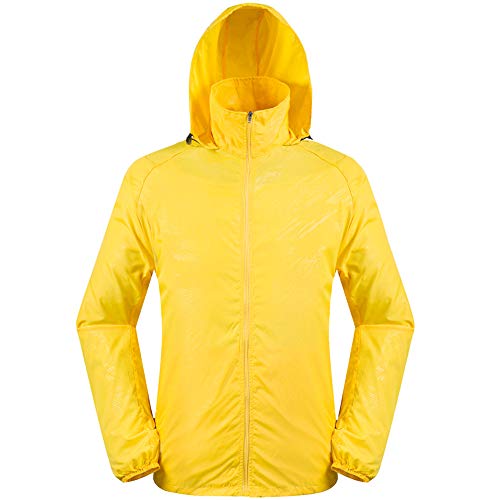 Men Women Rain Jacket Lightweight Jacket Mountain Waterproof Windbreaker Jacket Protect Running Coat YOcheerful(Yellow,US-S/label-M)