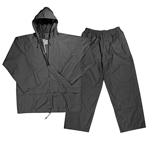 Galeton 7955-L-BK 7955 Repel Rainwear PVC On Nylon Flexible Rain Suit,  Black, Large