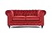 Classic Scroll Arm Chesterfield Style Loveseat with Tufted (Red)