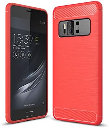 ASUS ZenFone AR ZS571KL Case,Mustaner Shock-Absorption Carbon Fiber Flexible TPU Rubber Soft Silicone Full-body Protective Cover for ZenFone AR 5.7" ZS571KL (Red)