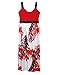 AMZ PLUS Womens Sleeveless Sling Print Long Swing Dress Red 3XL