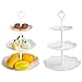 Cake Stand Tower 3-Tier Fruit Racks Plastic Cupcake Dessert Stand-tea Party Serving Platter and 5pcs Fruits Forks For Weddings, Tea Party, Holiday Dinners, or Birthday Parties