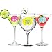 Summer Party Wine Glass Markers - 18 Static Clings Reusable Wine Glass Stickers - Drink Charms for Wine Party Decorations and Favors