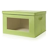 Lifewit Storage Box with Large Clear Window, Durable Storage Bin Basket Containers with Lids and Handles, Clothes Nursery Toys Organizer, Green