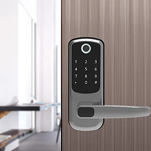 5in1 Smart Lock,Gimkok Fingerprint Door Lock with Reversible Handle