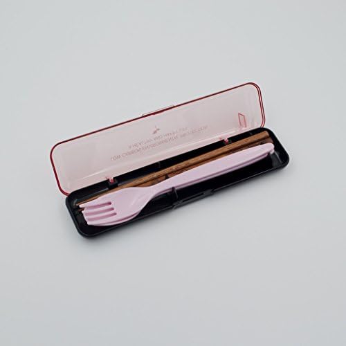 EdiMoM Brand; Colorful Chopsticks Spoon Fork Trio Set Travel Detachable Case, Pink