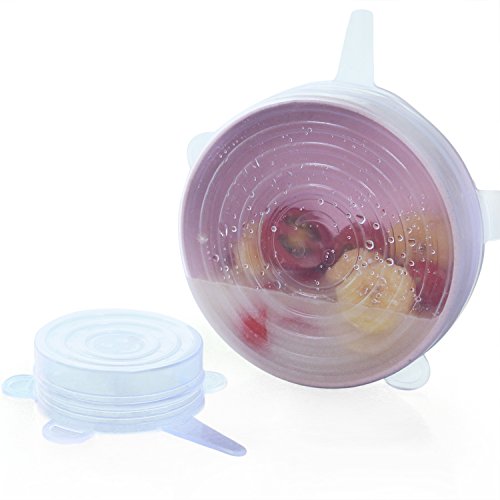 Silicone Stretch Lids BPA Free Silicon Lids Overs Food Saver Covers Various Sizes for Keeping Food Fresh, Bowls, Bottles,Pots Cans, Cups,Mugs, Platters, Dishes,Jars, Oven, Microwave etc(Blue-6 Pack)