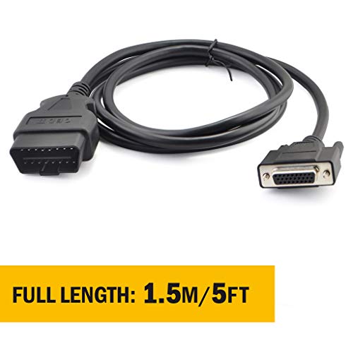 iKKEGOL J1962 Full 16 Pin OBDII Male to DB26 Female Cable Adapter Connector for Car Auto Diagnostic Scanner Tool Converter Cord(OBDII Male to DB26 Female) - Thumbnail 2