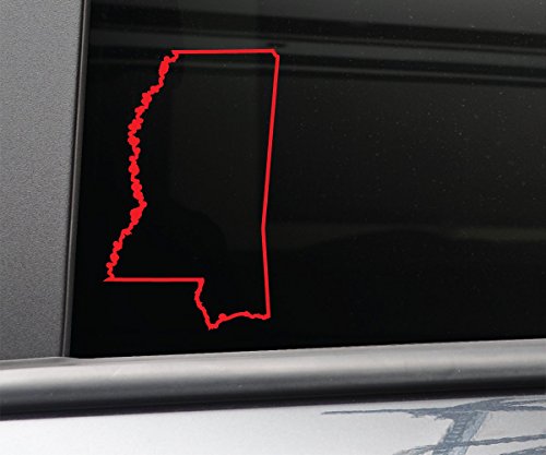 Mississippi Vinyl Decal Laptop Car Truck Bumper Window Sticker, 6.5" x 4", Red