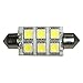 HQRP 42mm High Power 6 LEDs SMD 5050 LED Festoon Bulb Cool White 6000K 10-30V DC 1.5W 107 Lumen Plus Coaster