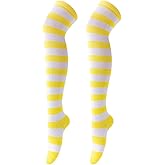 Extra Long Stripe Thigh High Socks Neon Over Knee High Socks for Women Stocking Cosplay Femboy Socks Striped Tights
