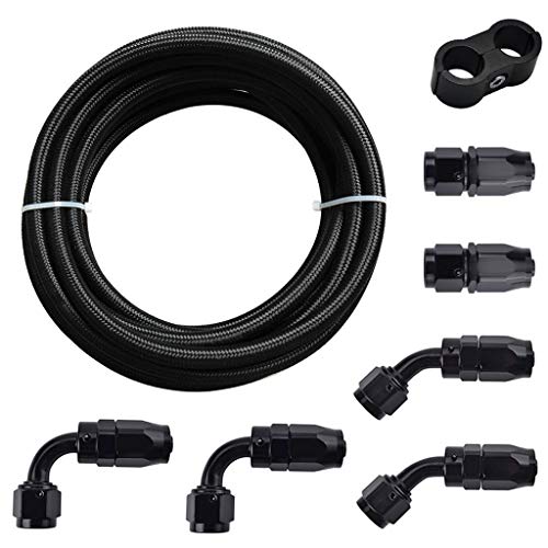 QUICATCH 【Ship from USA】 Braided 3/8 Fuel Line 6AN Oil/Gas/Fuel Hose End Fitting Hose Separator Clamp Kit - Thumbnail 7