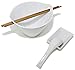 White Porcelain Ramen Bowl Set - Soup Bowl With Chopsticks, Sauce Dish, Hooked Spoon Set of 2