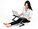 Portable Adjustable Aluminum Laptop Desk/Stand/Table Vented w/CPU Fans & EXTRA LARGE Mouse Pad Side Mount-Notebook-Macbook-Light Weight Ergonomic TV Bed Lap Tray Stand Up/Sitting-Black
