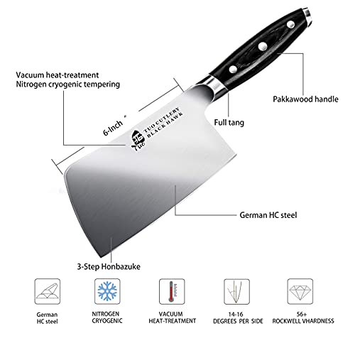 TUO Chopper Knife 6 inch Meat Cleaver Chopping Knife Heavy Duty Butcher Knife German HC