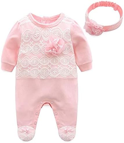 Mornyray ベビー服 ロンパース カバーオール フォーマル 女の子 おしゃれ 長袖 足つき 希少 春秋 コットン 2点セット ヘアバンド Mornyray ベビー服 ロンパース カバーオール フォーマル 女の子 おしゃれ 長袖 足つき 希少 春秋 コットン 2点セット ヘアバンド
