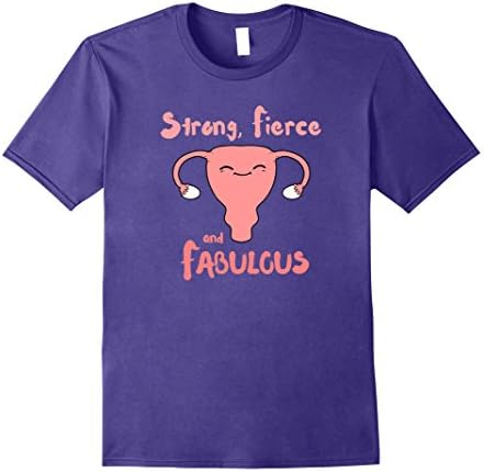 Mens Strong Fierce and Fabulous feminist t shirt with uterus Medium Purple