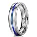 King Will LOOP Unisex 6mm Thin Blue Line Titanium Ring High Polished Wedding Band Comfort Fit