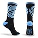 ChalkTalkSPORTS Basketball Performance Crew Socks - Black & Carolina Blue - Adult Mid-Calf Socks