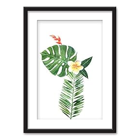 Framed Tropical Plants Black Picture Frames White Matting