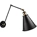 Lemonbest Industrial Swing Arm Wall Sconce Shade Adjustable Handle Rustic Loft Light Sconce Wall Lamp Fixtures E27 Black Metal