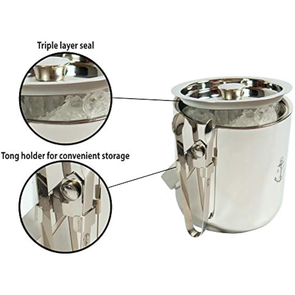 Ice Buckets Stock Harbor 3 Liter Insulated Double Wall Stainless Steel