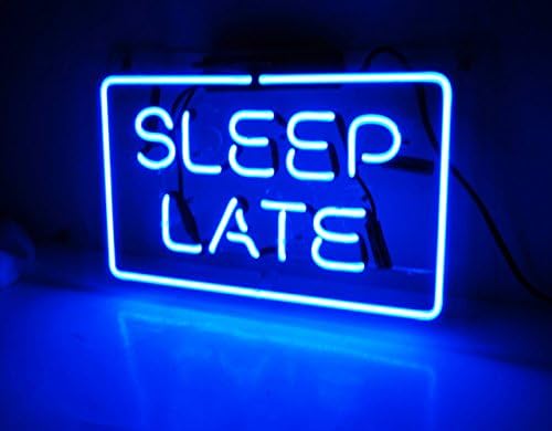 New Neon Sign Decor Blue Lamp Light 'Sleep Late'for Bedroom Hotel Beer Bar Beach Windows Cocktail Recreational Game Room 13" x 8"