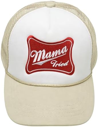 Mama Tried Flat Bill Trucker Mesh Snapback White Hat Cap Western Country Outlaw Accessories | Mama Tried Flat Bill Trucker Mesh Snapback  main image 2