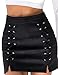 PROGRACE Sexy High Waist Criss Cross Young Girl Faux Suede Keep Warm Mini Skirt Black L