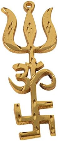 Ankita Gemstones Brass Tri Shakti Yantra (5.5 inch, Yellow)