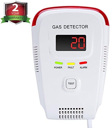 Natural Gas Detector Propane Combustible Gas Leak Alarm Methane LPG LNG Tester Sensor Explosive Combustible Gas Level Voice Warning Digital Display Home Gas Monitor Detector