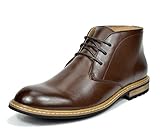 Bruno Marc Men's Bergen-02 Dark Brown Leather Lined Oxfords Dress Ankle Boots - 9 M US