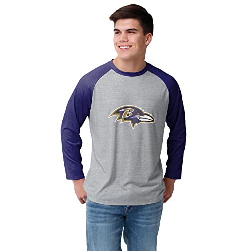 FOCO Men's NFL Team Raglan T-Shirt, Gray Big