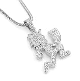 Hip-hop Bling Iced Silver Tone Hatch Man Pendant Necklace Free 24