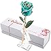 DeFaith Real Rose 24K Gold Dipped, Forever Gifts for Her Valentines Day Anniversary Wedding and Proposal, Attractive Luster and Natural Shape - Teal Blue with Moon Stand