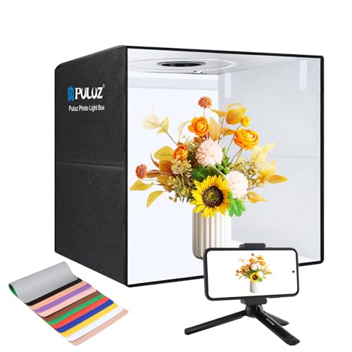 PULUZ Fotostudio Box Lichtzelte 50 x 50 x 50 cm, 50cm Fotobox mit 6 Hintergründen Klappbar Tragbar für Produktfotografie, E-Commerce,kreative Projekte