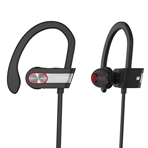Bluetooth Headphones,XPLUS Stereo Bluetooth Headphones with Mic Bass Noise Cancelling, Metal Decorate Bluetooth HD Stereo Headset In-ear Earbuds Earphones with Flexible Ear Hooks (Gray)