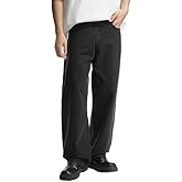 LOGEQI Mens Baggy Hip Hop Jeans Wide Leg Streetwear Jeans Loose Fit Y2K Skater Denim Pants