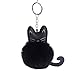 Kissweet PU Cute Cat Keychain Faux Rabbit Fur Pompom Puff Ball Key Ring Purse Backpack Handbag Charms for Women(Cat-black)